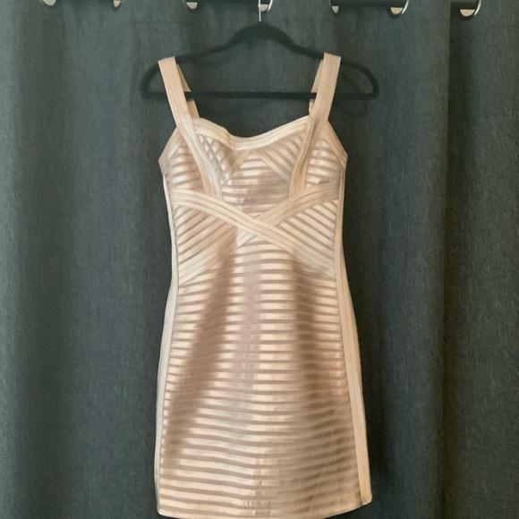 BCBGMAXAZRIA Women's Cocktail Dress Champagne - Picture 4 of 6